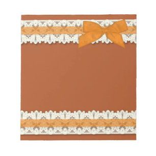 Orange country lace ribbon bow large notepad