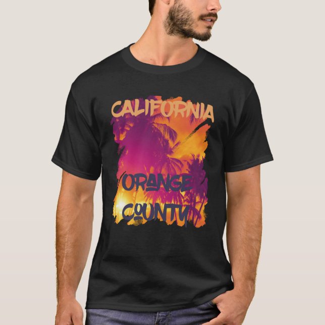 Orange County Beach Palm trees California Vacation T-Shirt (Front)