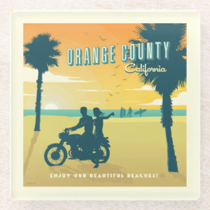 Orange County, California Beaches Glass Coaster