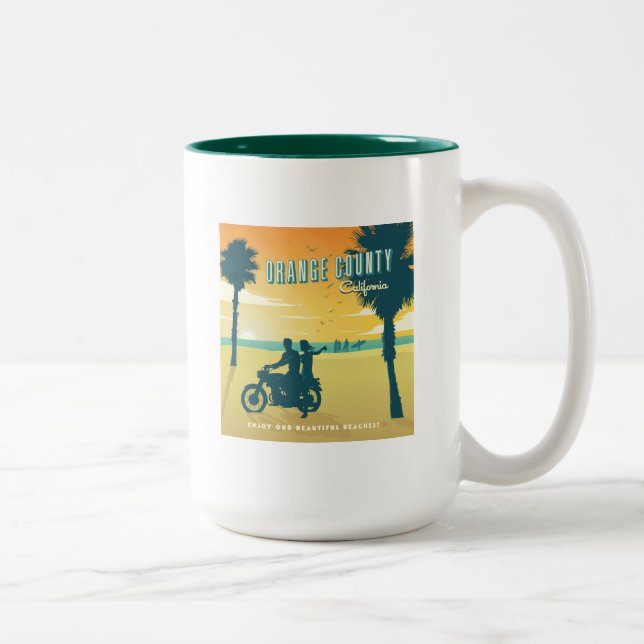 Orange County, California Beaches Two-Tone Coffee Mug (Right)