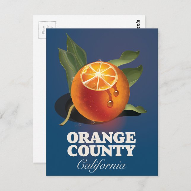 Orange County California travel poster.  Postcard (Front/Back)