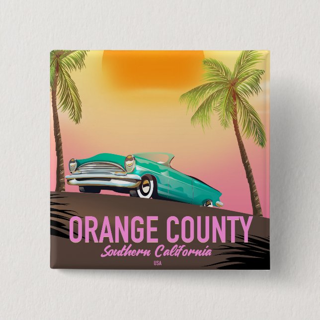 orange county California USA 2 Inch Square Button (Front)