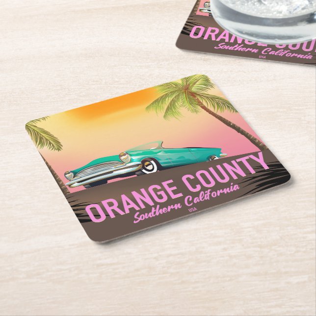 orange county California USA Square Paper Coaster (Angled)
