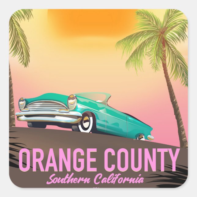 orange county California USA Square Sticker (Front)