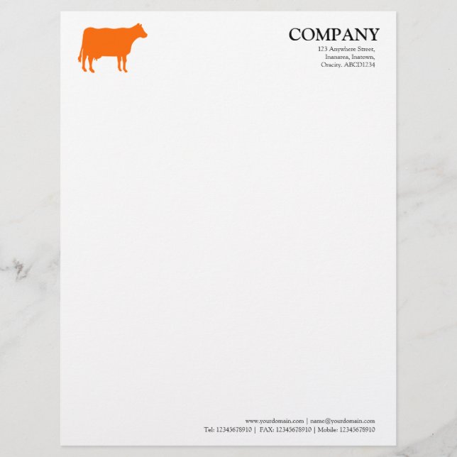 Orange Cow - White Letterhead (Front)