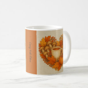 orange Cozy Fall vibes cocoa Pumpkin Leaves Coffee Mug