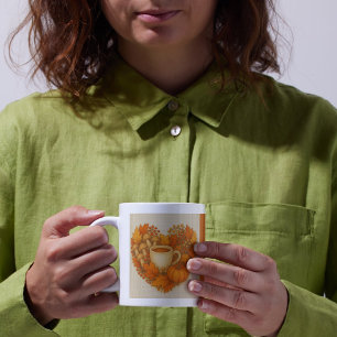 orange Cozy Fall vibes cocoa Pumpkin Leaves Coffee Mug