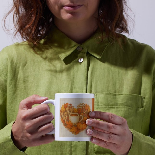 orange Cozy Fall vibes cocoa Pumpkin Leaves Coffee Mug (Creator Uploaded)