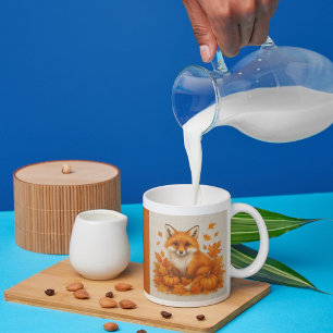 orange Cozy Fall vibes fox Pumpkin Leaves Coffee Mug