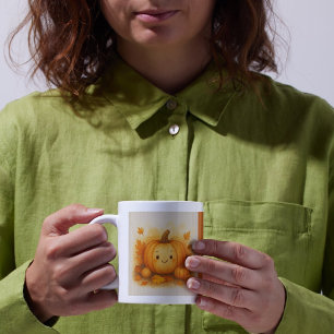 orange Cozy Fall vibes Pumpkin Leaves Coffee Mug
