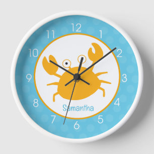 Orange Crab Crustaceancore Crabby Nursery Clock