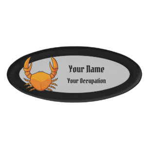 Orange Crab Name Tag
