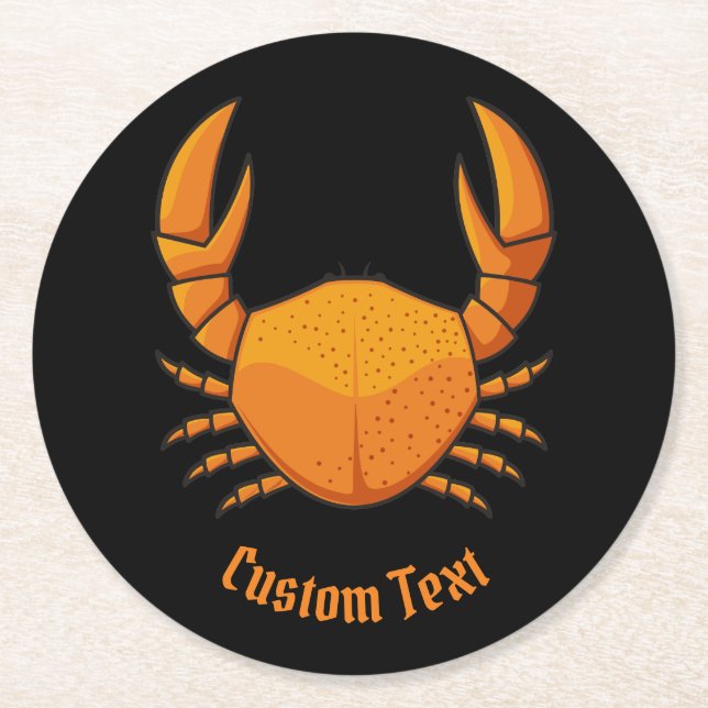 Orange Crab Round Paper Coaster (Front)