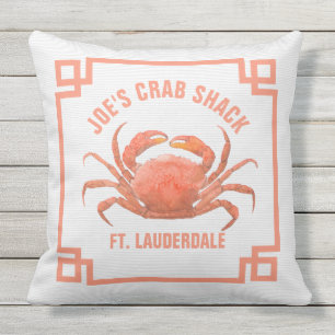 Orange Crab Watercolors Illustration Throw Pillow