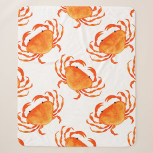 Orange crabs seamless pattern sherpa blanket
