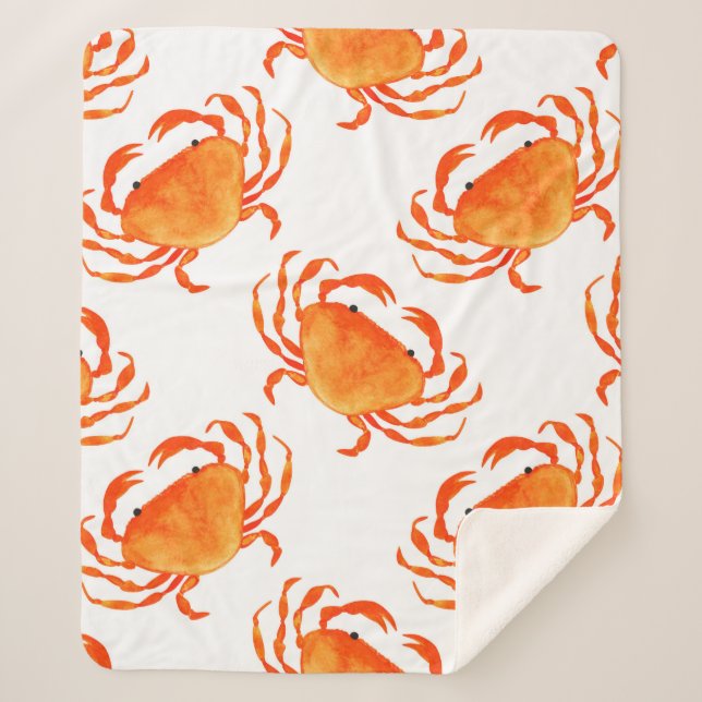 Orange crabs seamless pattern sherpa blanket (Front)
