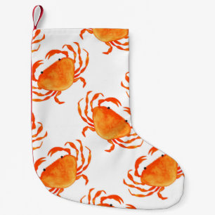 Orange crabs seamless pattern small christmas stocking