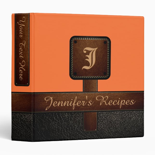 Orange (Crayola) Elegant Recipe Leather Look Binder (Front/Spine)