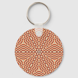 Orange, Cream, Brown Floral Art Seamless Keychain