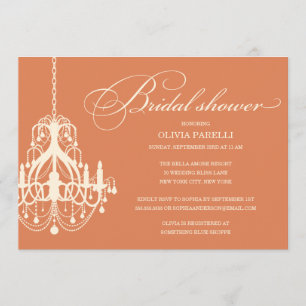 ORANGE & CREAM CHANDELIER   BRIDAL SHOWER INVITE
