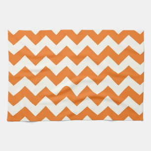 Orange Cream Citrus Chevron ZigZag Stripes Gifts Kitchen Towel