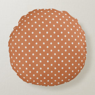 Orange Cream Dots Round Pillow