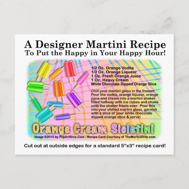 Orange Cream Sickletini Ice Cream Martini Postcard (Front)