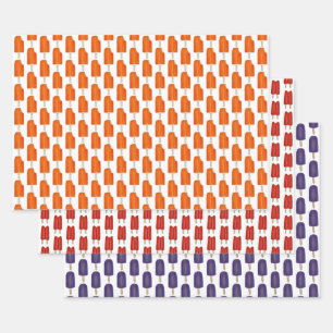 Orange Creamsicle Cherry Grape Twin Pop Popsicles Wrapping Paper Sheet