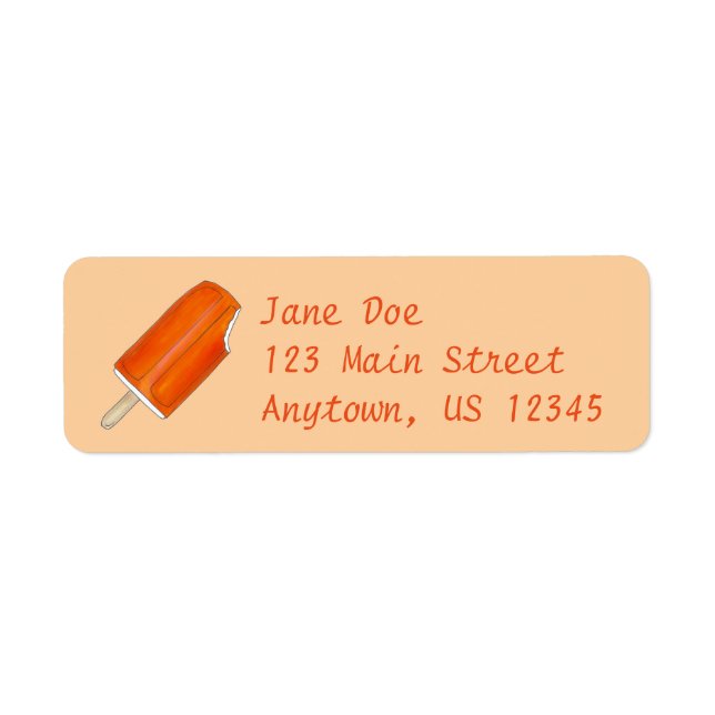 Orange Creamsicle Popsicle Return Address Labels (Front)