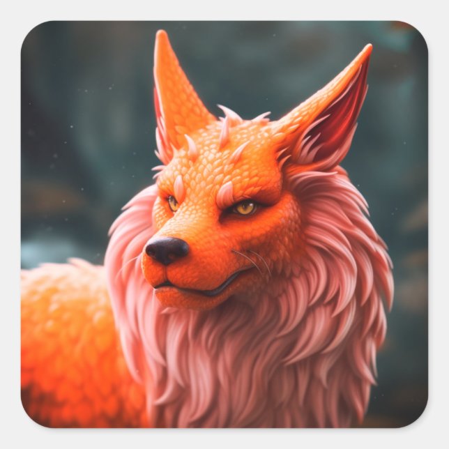 Orange Creature Square Sticker (Front)