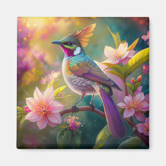 Orange Crested Rainbow Jay Fantasy Bird Magnet