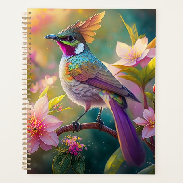 Orange Crested Rainbow Jay Fantasy Bird Planner (Front)