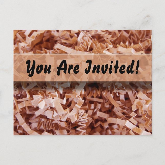 Orange Crinkled Shreds Invitation Postcard (Front)