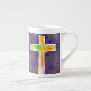 Orange Cross Bone China Mug