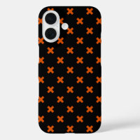 Orange cross stitches on black
