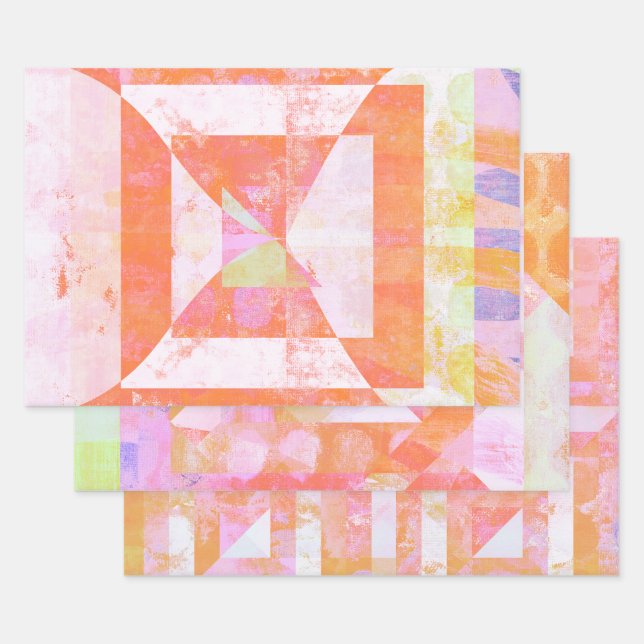 Orange Crush Mixed Media Set of Wrapping Paper (Set)