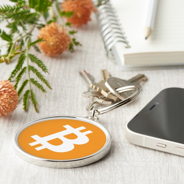 Orange Crypto currency Bitcoin Keychain (Side)