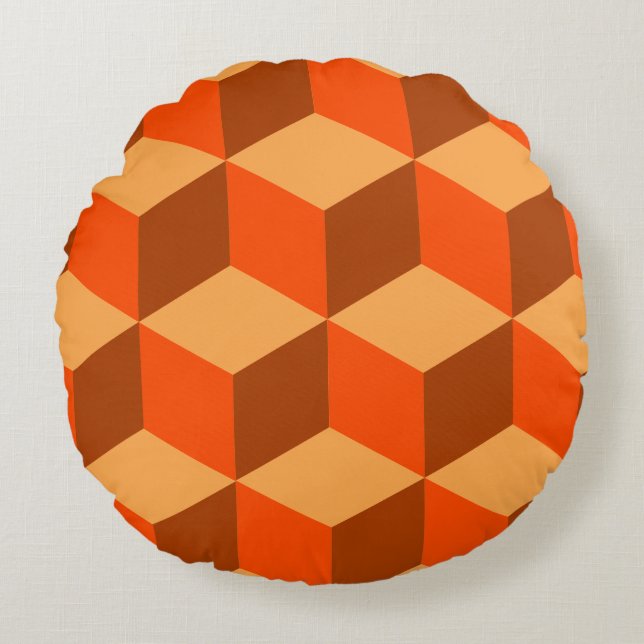 Orange Cubes Round Pillow (Front)