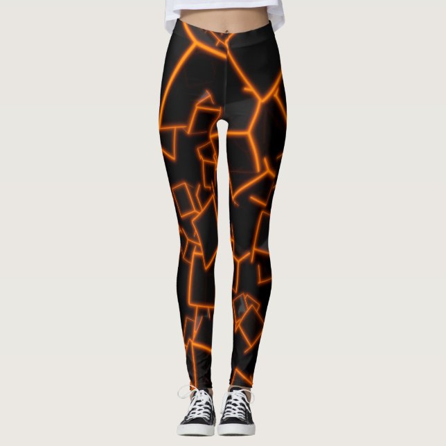 Orange Cubs Abstract Background Leggings (Front)