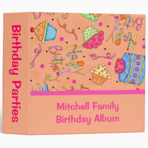 Orange Cupcakes /Cake Custom Birthday Album Binder