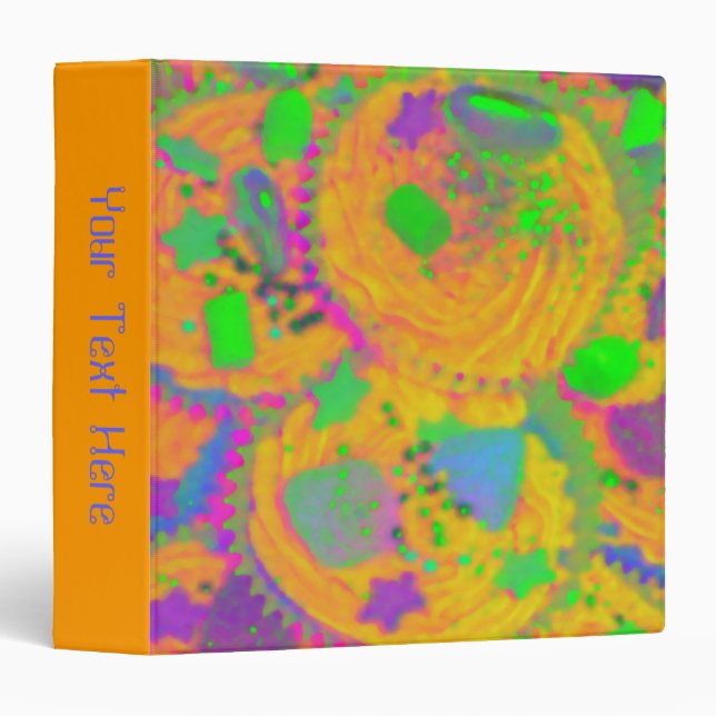 Orange Cupcakes 'Your Text' binder (Front/Spine)