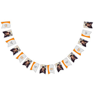 Orange Curved Frame Photo Graduation Bunting Flags