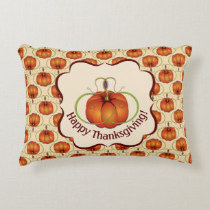 Orange Curvy Pumpkin Autumn Pattern Decorative Pillow