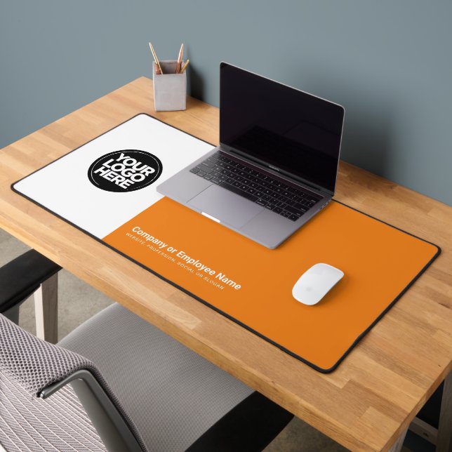 Orange | Custom Business Logo Name, Slogan Desk Mat (Office 2)