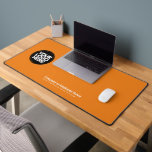 Orange | Custom Business Logo Name, Slogan Desk Mat<br><div class="desc">Create your own company workspace branded decoration with our ergonomic cool boho orange Business Company Logo Desk Mat. This stylish, modern and professional desk mat allows you to personalize your boss, coworker or employee office in a unique way. Add corporate logo, name, profession, website, slogan, social media or any personalized...</div>