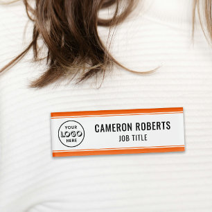 Orange Custom Company Logo Employee Name Tag