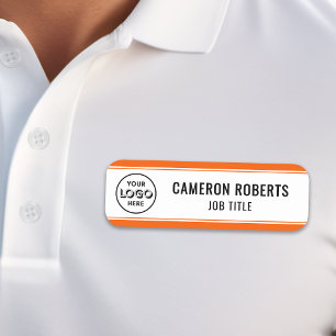 Orange Custom Company Logo Employee Name Tag