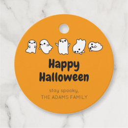 ORANGE CUSTOM Cute Spooky Ghost Halloween Favour T Favour Tags