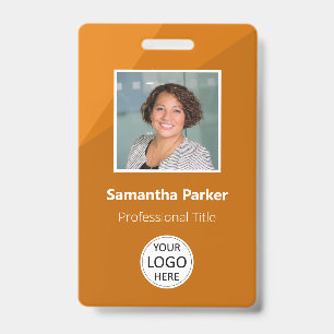 Orange Custom Employee - Photo ID, Logo, Bar Code Badge