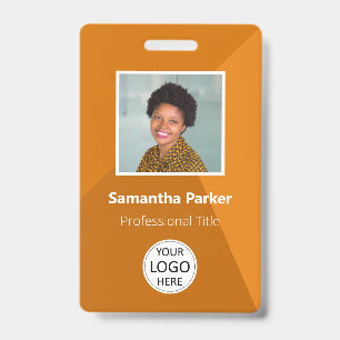 Orange Custom Employee - Photo ID, Logo, Bar Code Badge